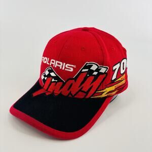 Vintage Polaris Hat Cap SnapBack Red Embroidered Indy 700 Racing Snowmobile